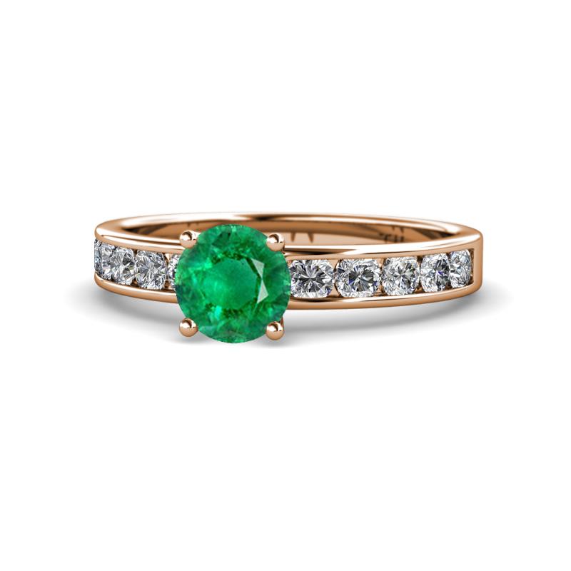 Salana Classic Emerald and Diamond Engagement Ring 