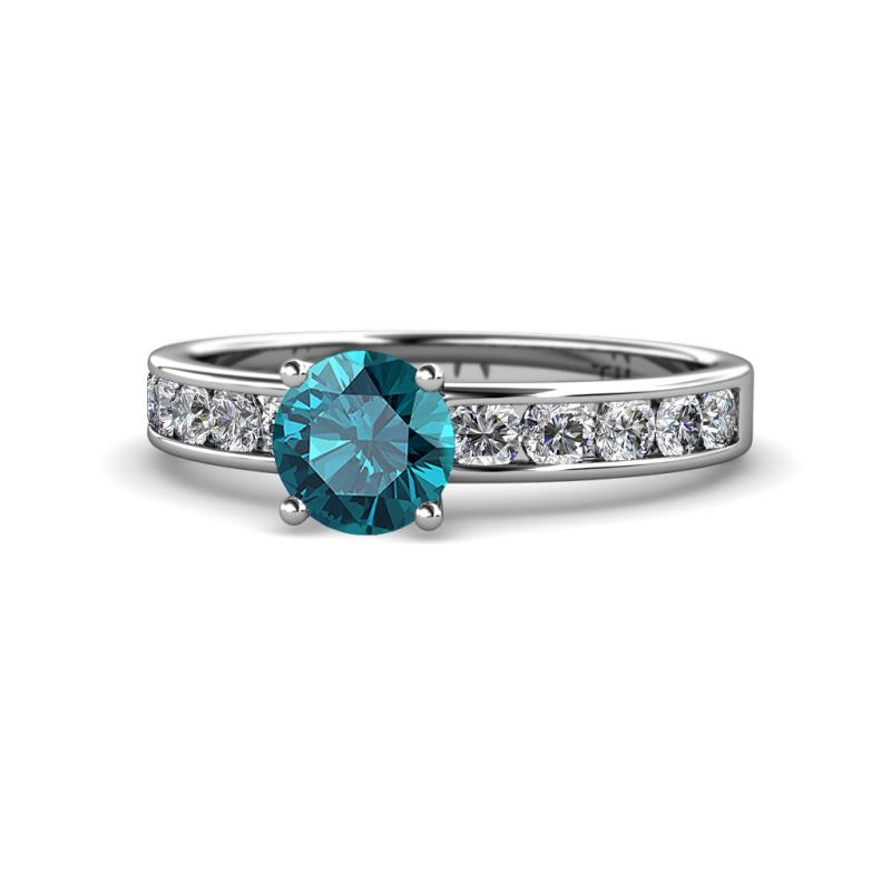 Salana Classic London Blue Topaz and Diamond Engagement Ring 