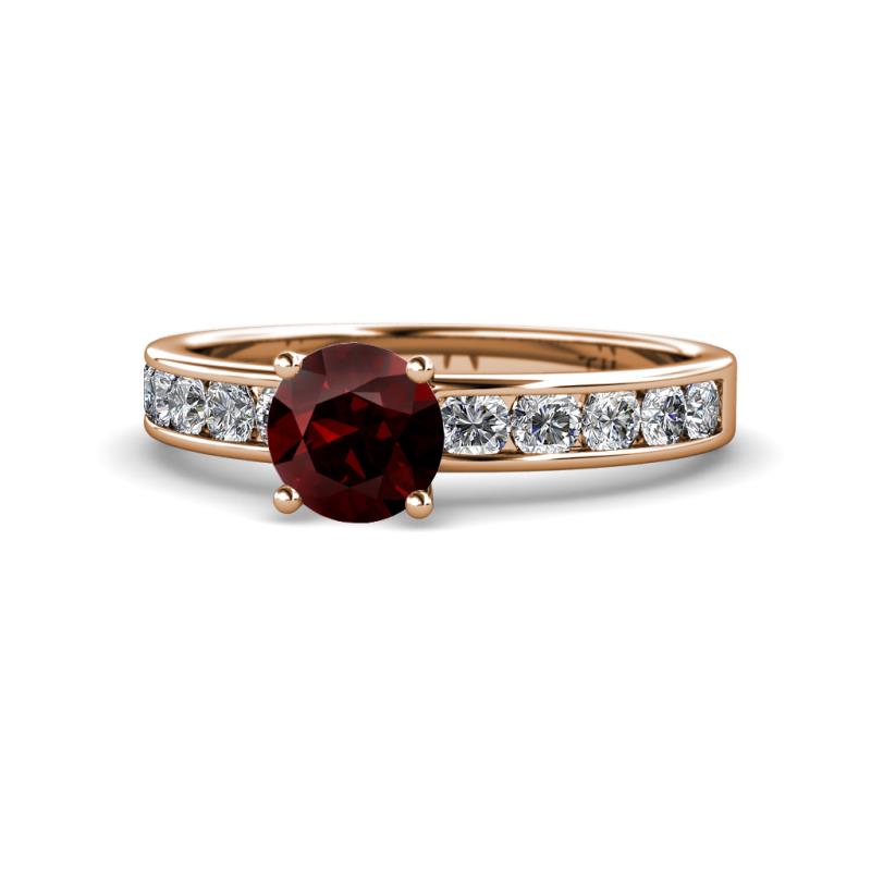 Salana Classic Red Garnet and Diamond Engagement Ring 