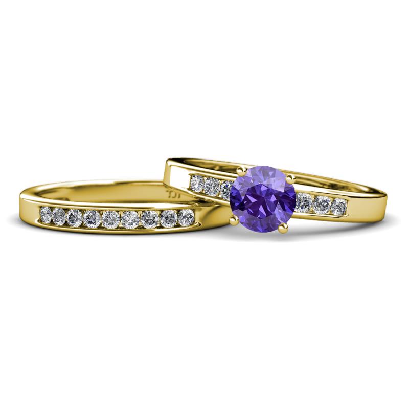 Merlyn Classic Iolite and Diamond Bridal Set Ring 