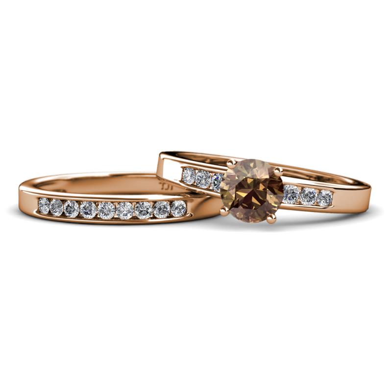 Merlyn Classic Smoky Quartz and Diamond Bridal Set Ring 