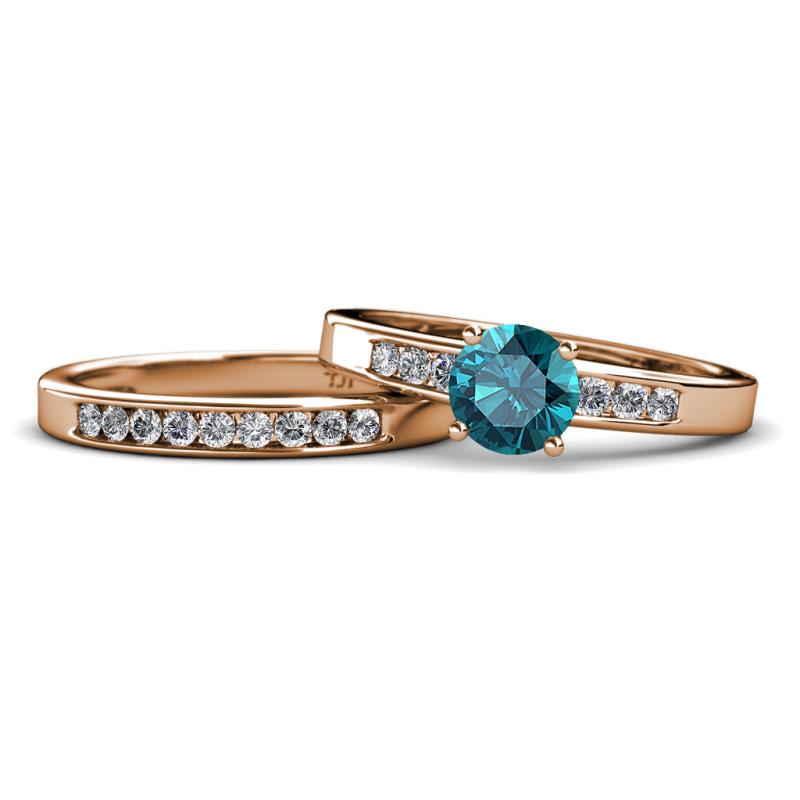 Merlyn Classic London Blue Topaz and Diamond Bridal Set Ring 