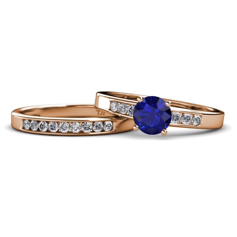 Merlyn Classic Blue Sapphire and Diamond Bridal Set Ring 