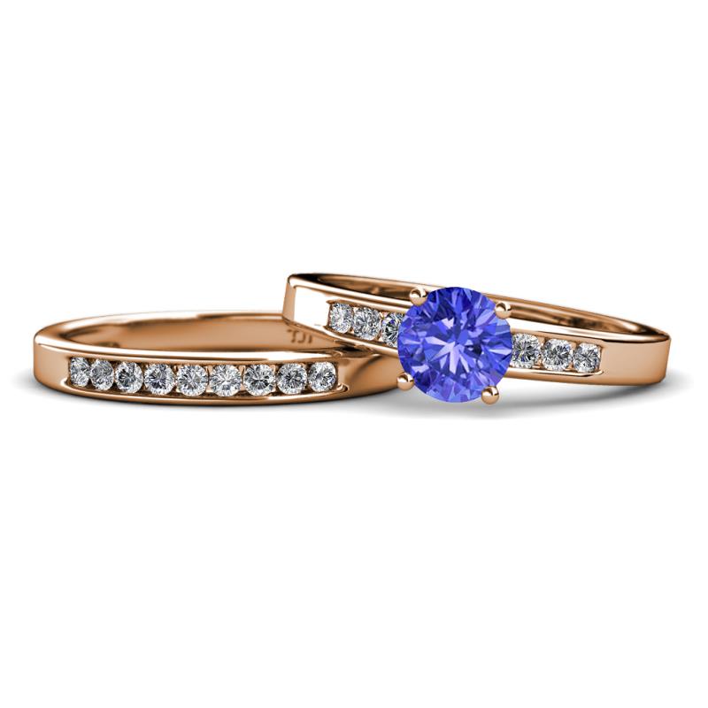 Merlyn Classic Tanzanite and Diamond Bridal Set Ring 