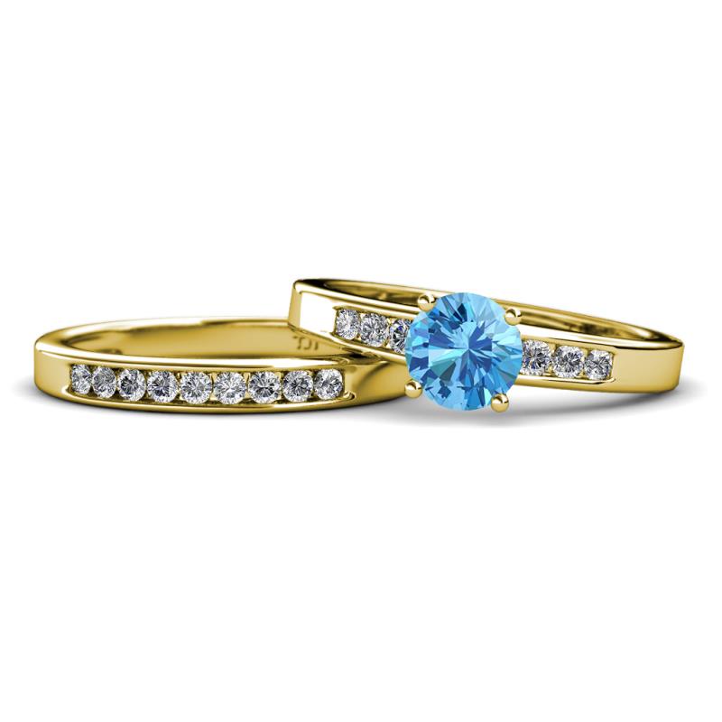 Merlyn Classic Blue Topaz and Diamond Bridal Set Ring 