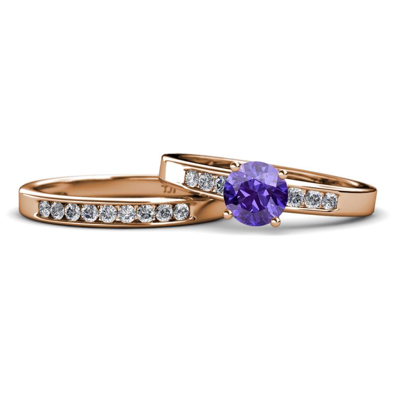 Merlyn Classic Iolite and Diamond Bridal Set Ring 