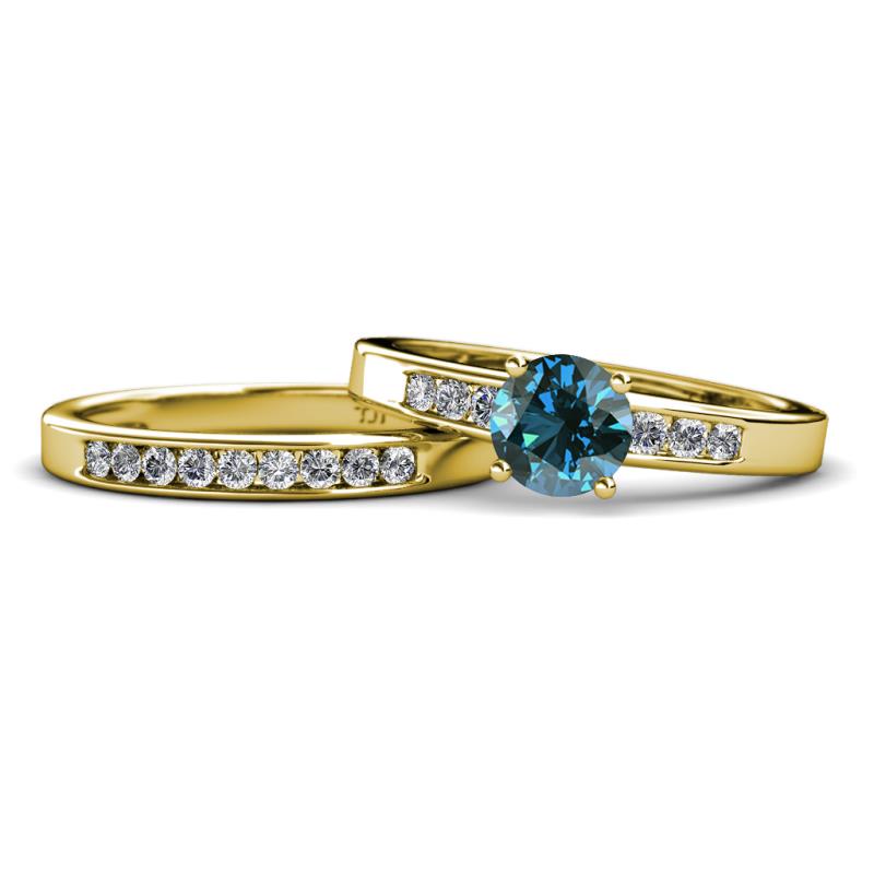 Merlyn Classic Blue and White Diamond Bridal Set Ring 