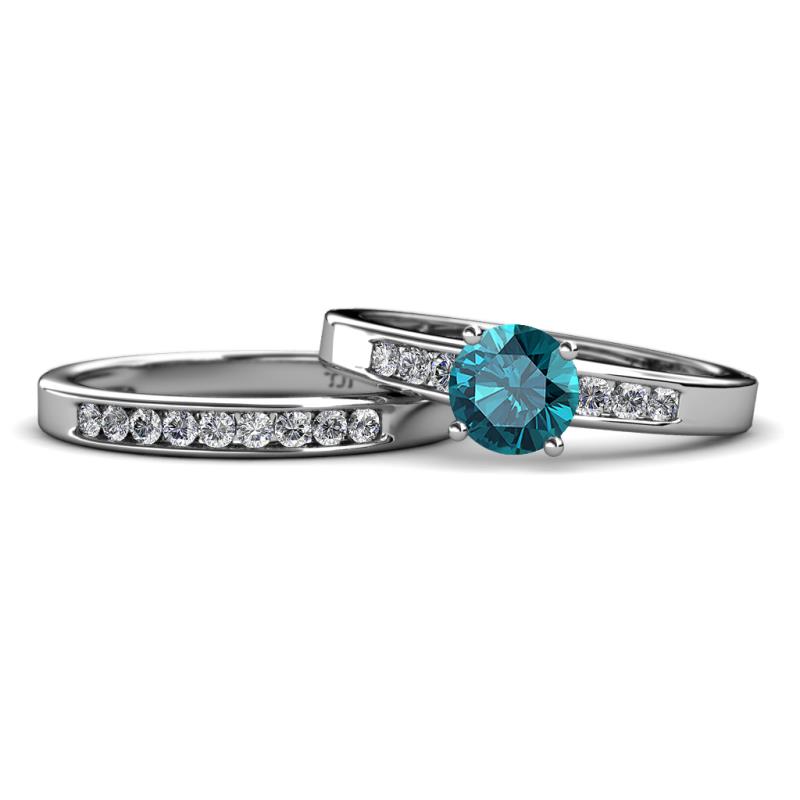 Merlyn Classic London Blue Topaz and Diamond Bridal Set Ring 