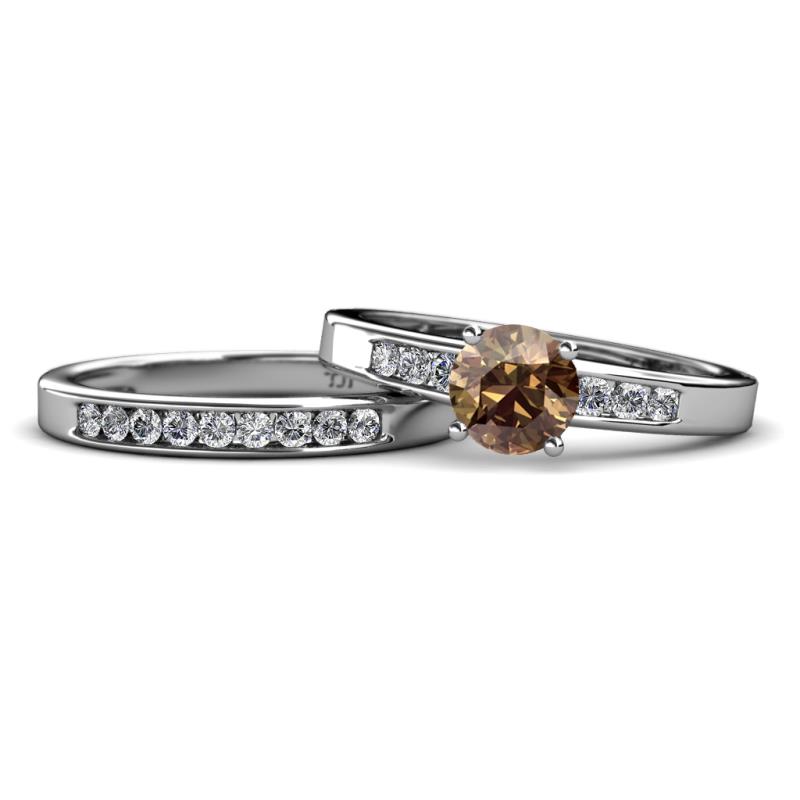 Merlyn Classic Smoky Quartz and Diamond Bridal Set Ring 