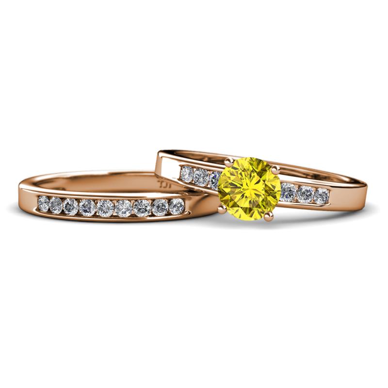 Merlyn Classic Yellow and White Diamond Bridal Set Ring 