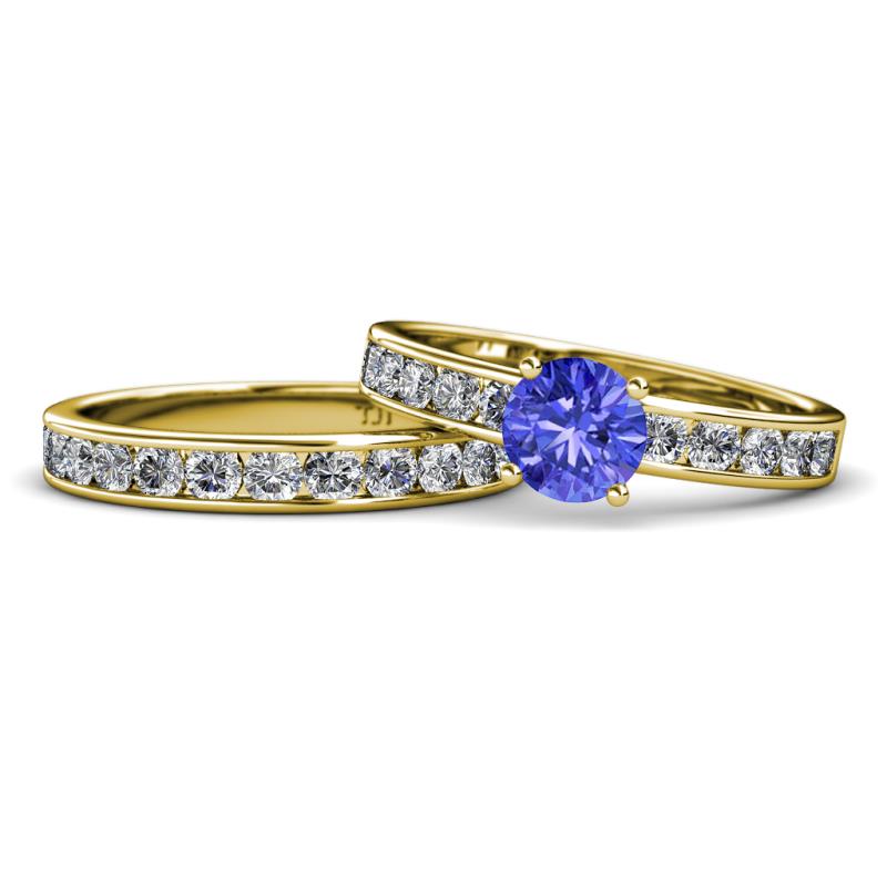 Salana Classic Tanzanite and Diamond Bridal Set Ring 