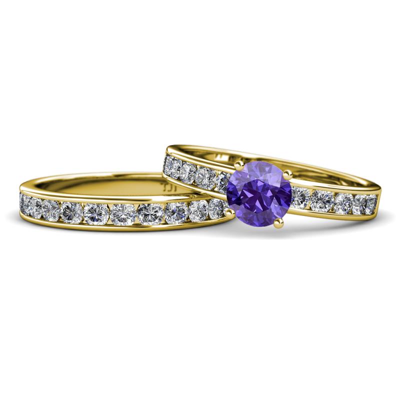Salana Classic Iolite and Diamond Bridal Set Ring 