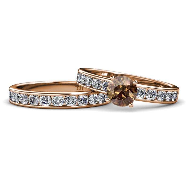 Salana Classic Smoky Quartz and Diamond Bridal Set Ring 