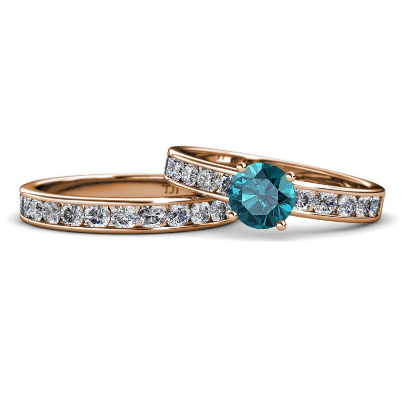 Salana Classic London Blue Topaz and Diamond Bridal Set Ring 