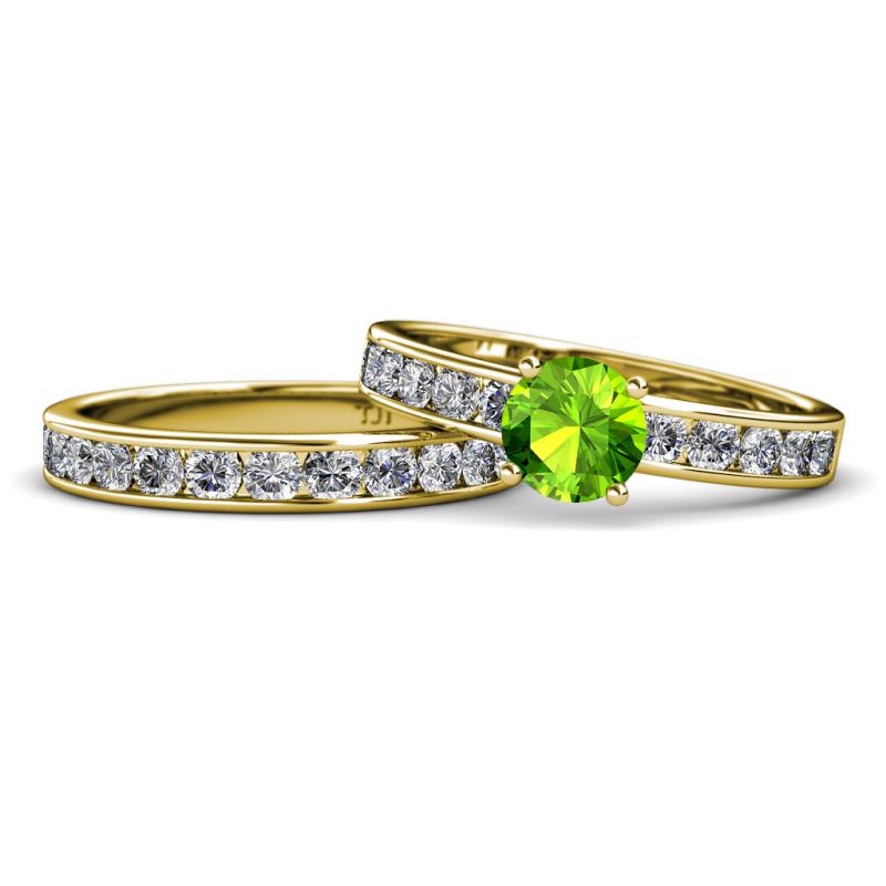 Salana Classic Peridot and Diamond Bridal Set Ring 