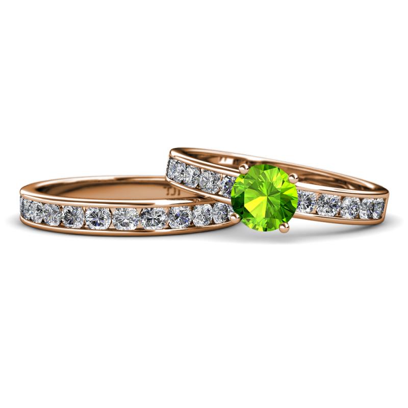 Salana Classic Peridot and Diamond Bridal Set Ring 