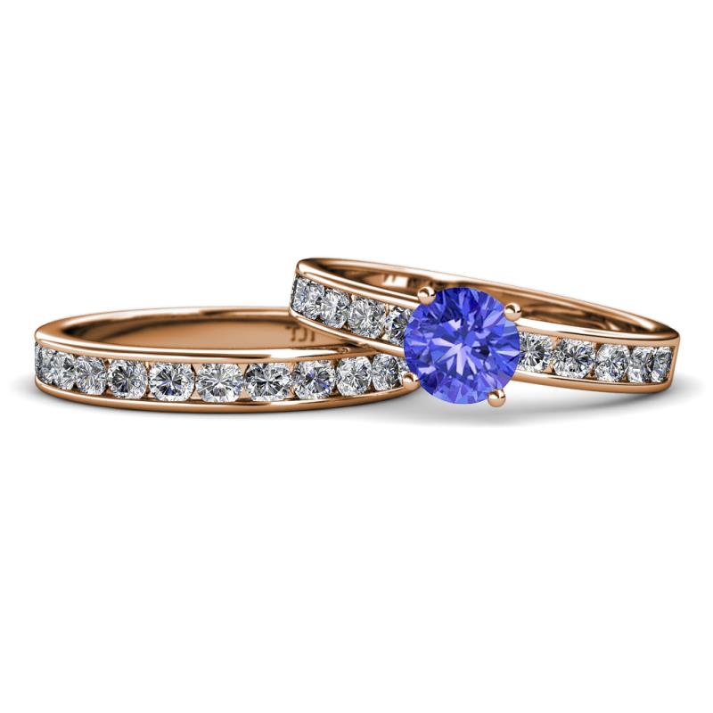 Salana Classic Tanzanite and Diamond Bridal Set Ring 