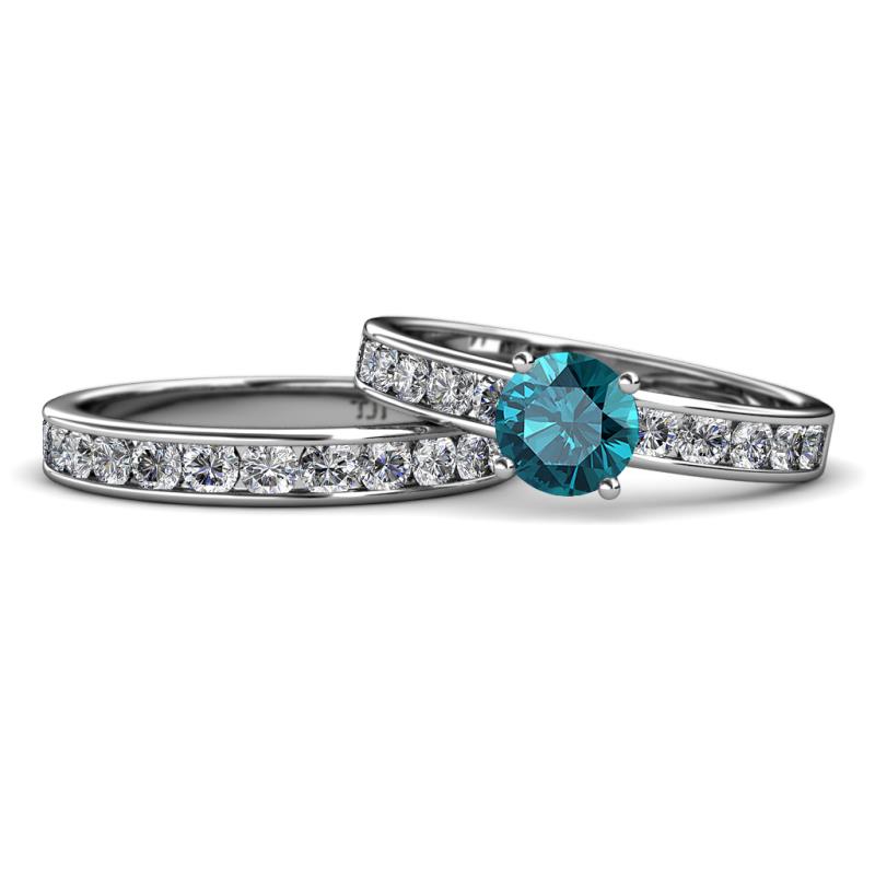 Salana Classic London Blue Topaz and Diamond Bridal Set Ring 