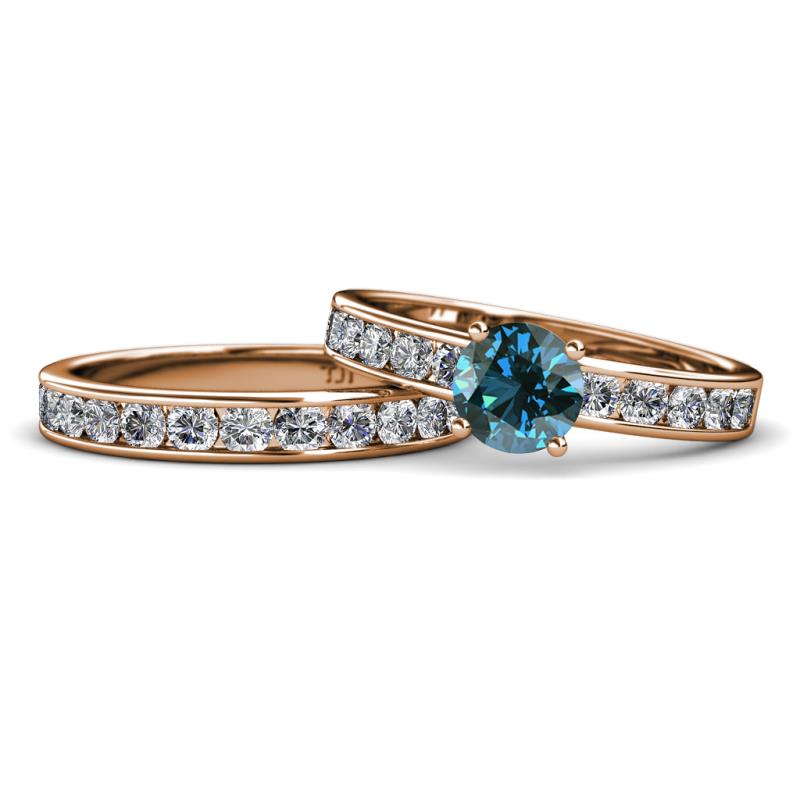 Salana Classic Blue and White Diamond Bridal Set Ring 