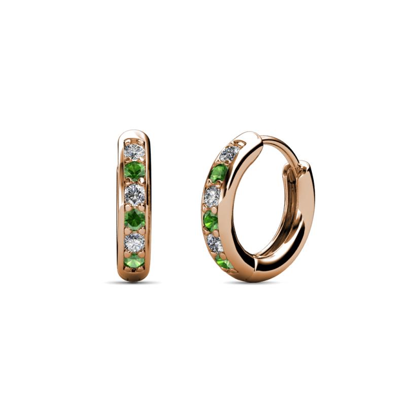 Cianna 1.80mm (0.31 ctw) Petite Green Garnet and Diamond Hoop Earrings 
