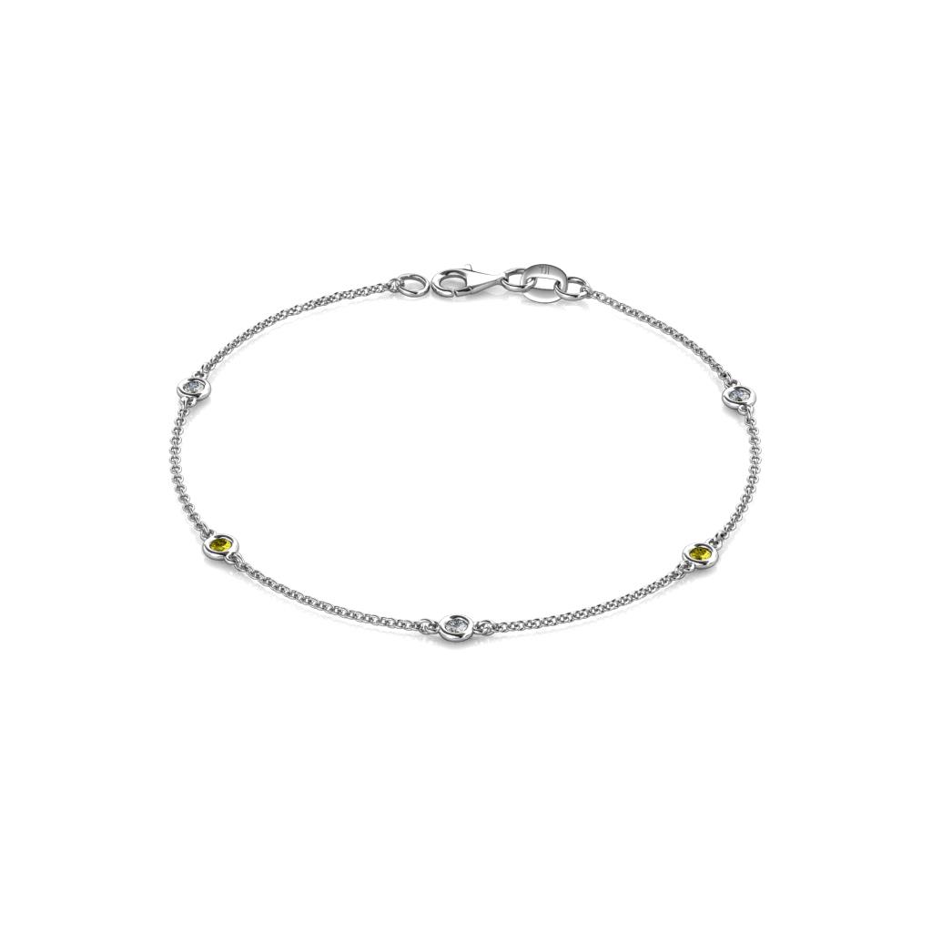 Aizza (5 Stn/2.4mm) Yellow and White Diamond Station Bracelet 