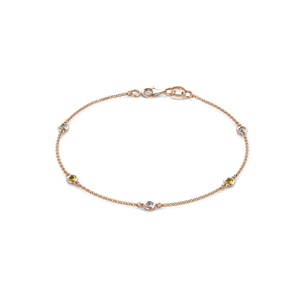 Aizza (5 Stn/2.4mm) Yellow and White Diamond Station Bracelet 