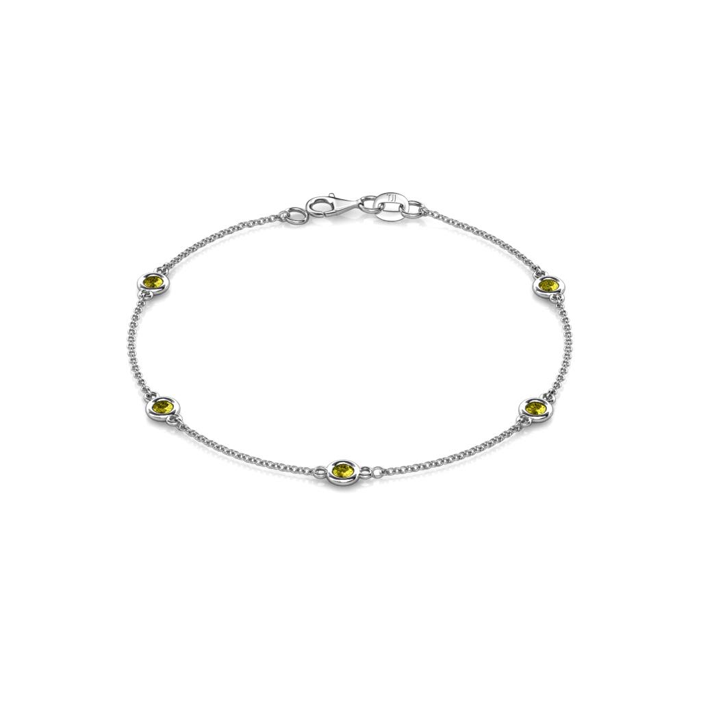 Aizza (5 Stn/3mm) Yellow Diamond Station Bracelet 