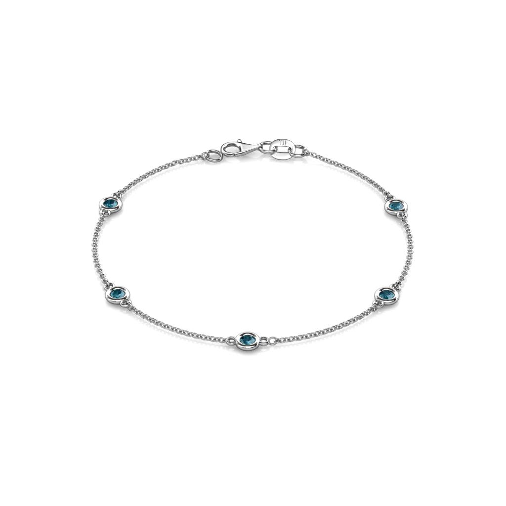 Aizza (5 Stn/3mm) London Blue Topaz Station Bracelet 