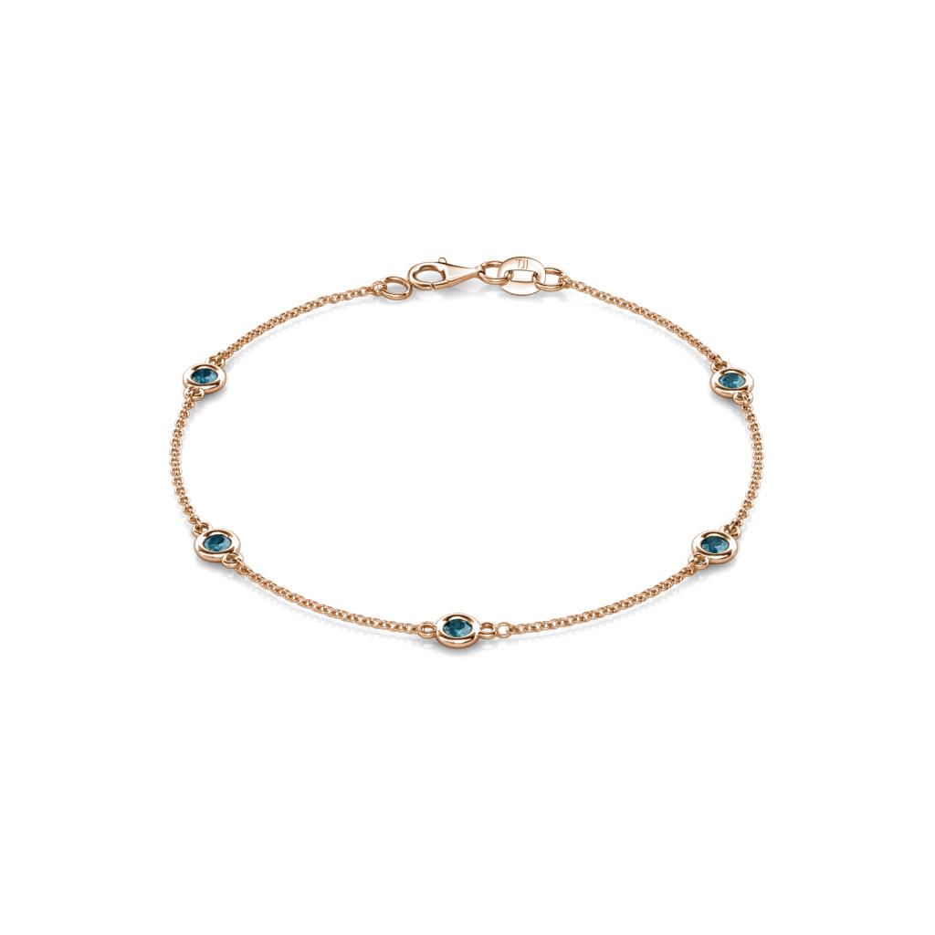 Aizza (5 Stn/3mm) London Blue Topaz Station Bracelet 