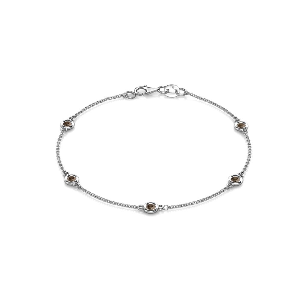 Aizza (5 Stn/3mm) Smoky Quartz Station Bracelet 