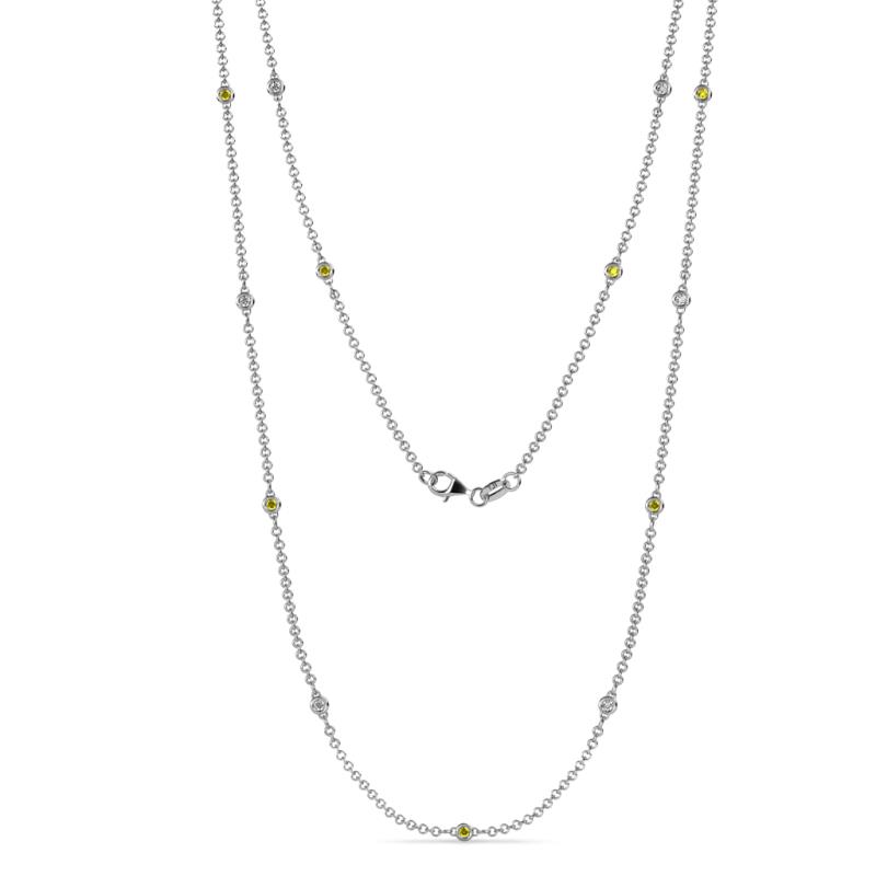 Lien (13 Stn/1.9mm) Yellow and White Diamond on Cable Necklace 