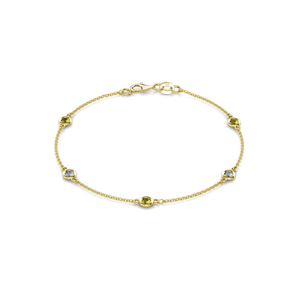 Aizza (5 Stn/3mm) Petite Yellow and White Diamond Station Bracelet 