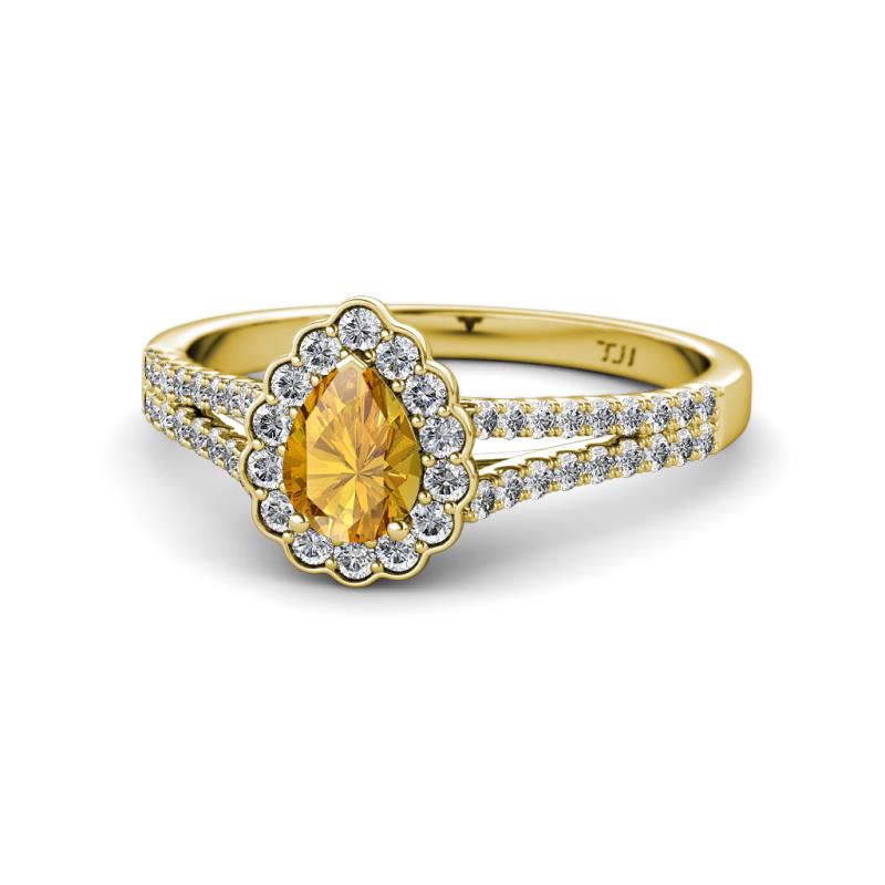 Raisa Desire Citrine and Diamond Halo Engagement Ring 