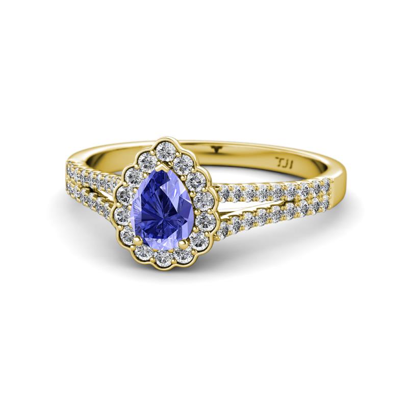Raisa Desire Tanzanite and Diamond Halo Engagement Ring 