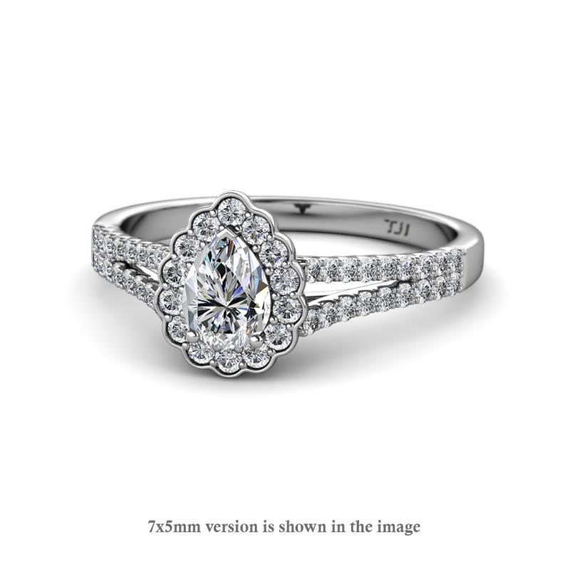 Raisa Desire Pear Cut Diamond Halo Engagement Ring 