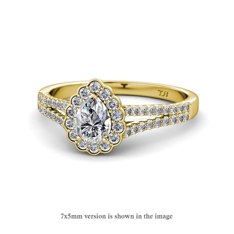 Raisa Desire Pear Cut Diamond Halo Engagement Ring 