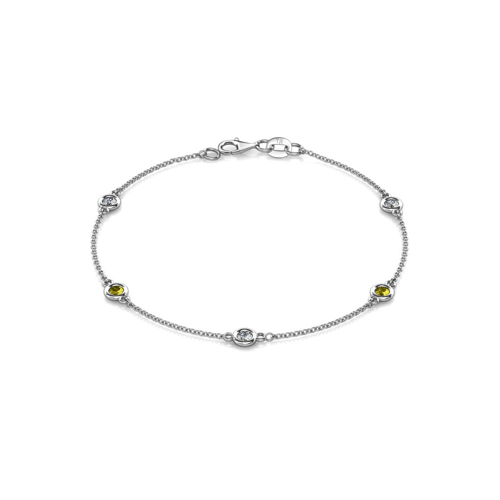 Aizza (5 Stn/3mm) Petite Yellow and White Diamond Station Bracelet 
