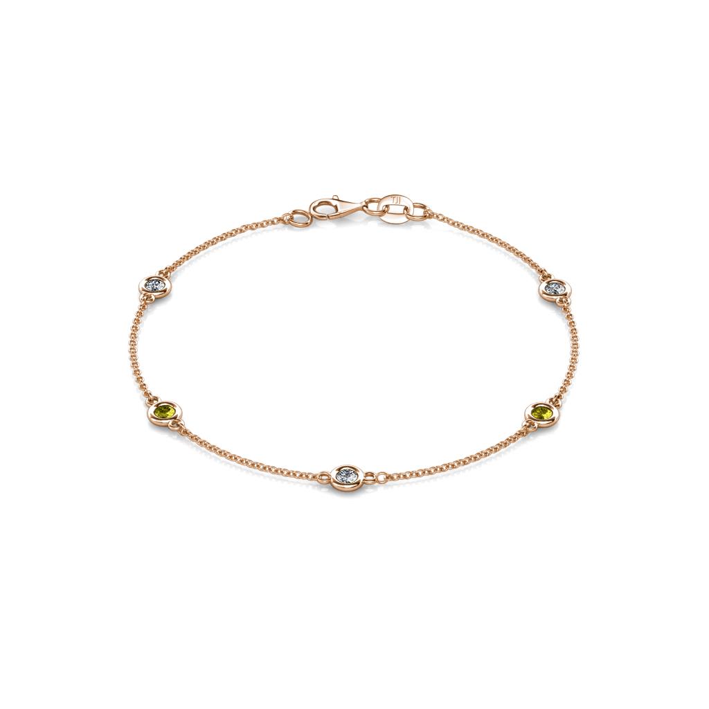 Aizza (5 Stn/3mm) Petite Yellow and White Diamond Station Bracelet 