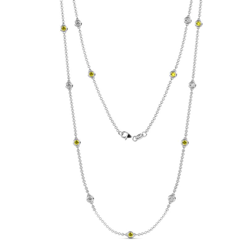 Lien (13 Stn/3mm) Yellow and White Diamond on Cable Necklace 