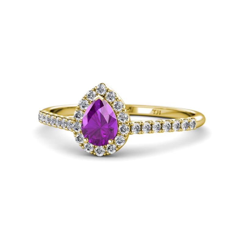 Arella Desire Amethyst and Diamond Halo Engagement Ring 