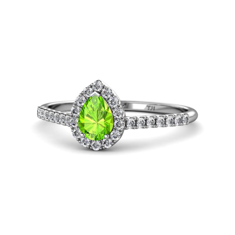 Arella Desire Peridot and Diamond Halo Engagement Ring 