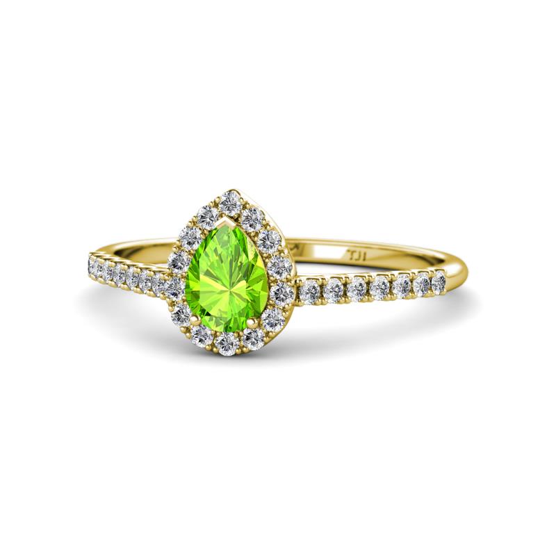 Arella Desire Peridot and Diamond Halo Engagement Ring 