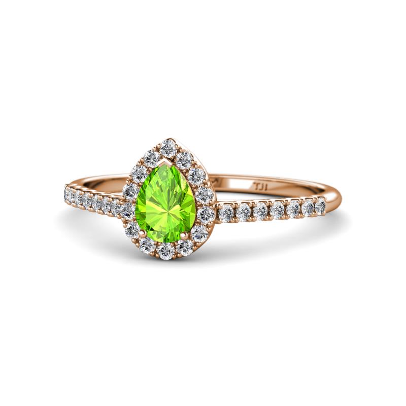 Arella Desire Peridot and Diamond Halo Engagement Ring 