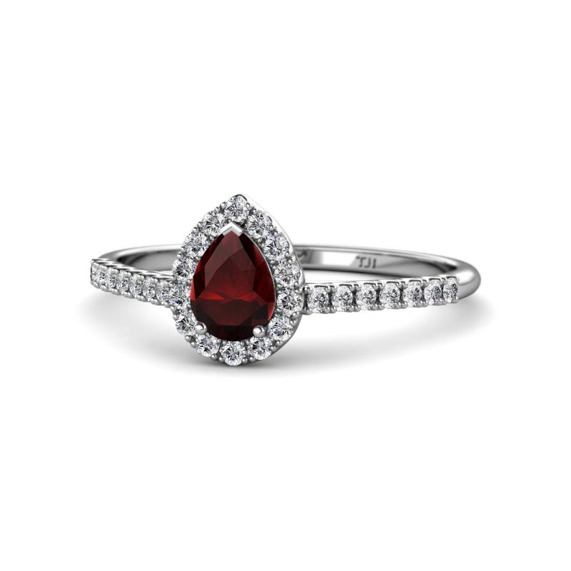 Arella Desire Red Garnet and Diamond Halo Engagement Ring 