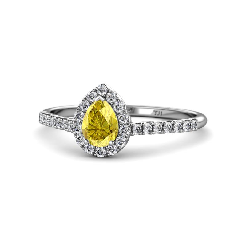 Arella Desire Yellow Sapphire and Diamond Halo Engagement Ring 