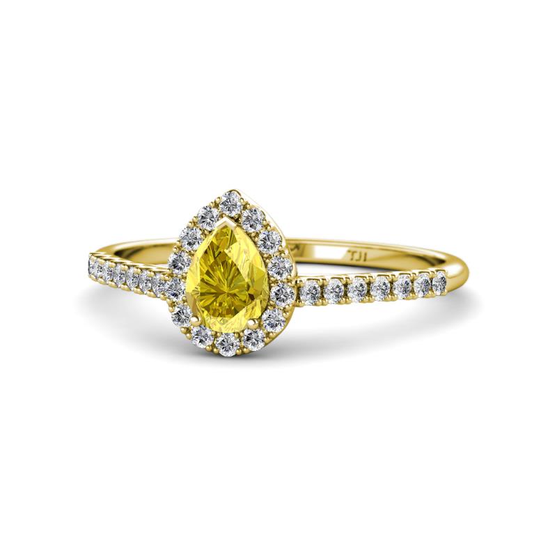 Arella Desire Yellow Sapphire and Diamond Halo Engagement Ring 