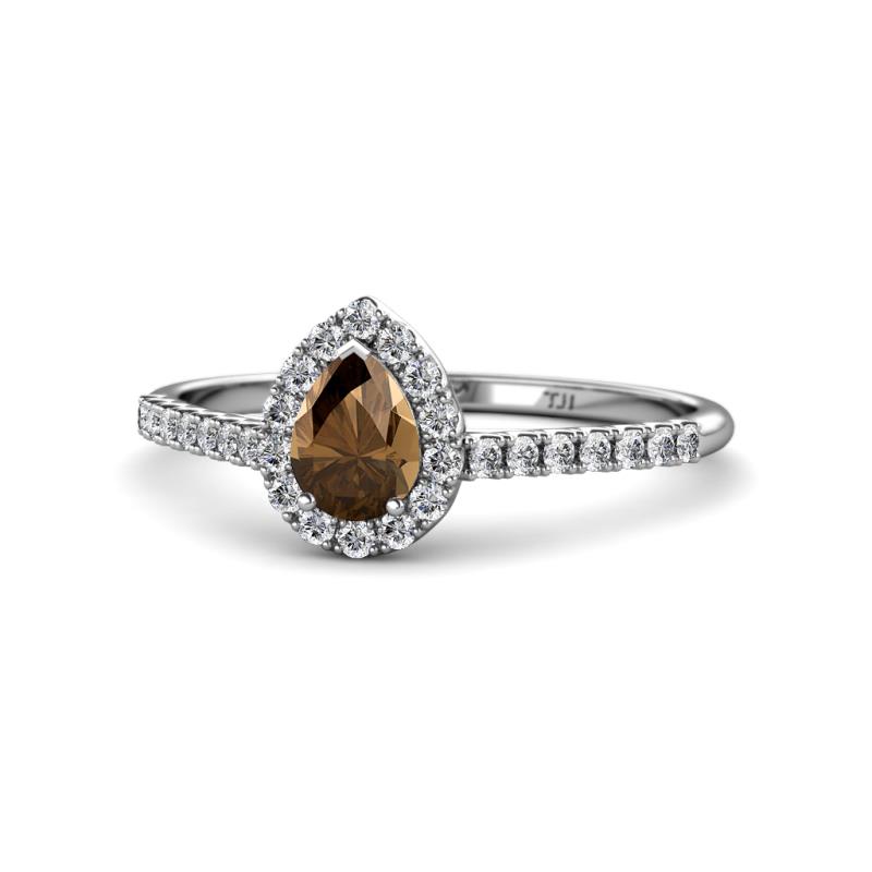 Arella Desire Smoky Quartz and Diamond Halo Engagement Ring 