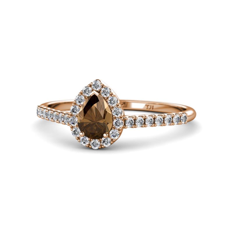 Arella Desire Smoky Quartz and Diamond Halo Engagement Ring 