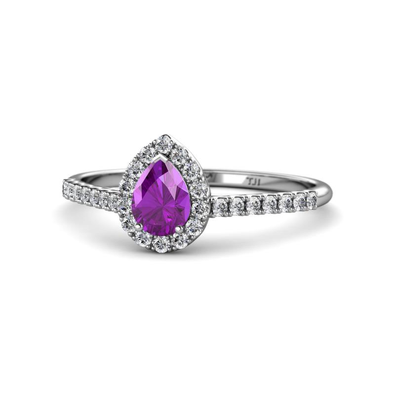 Arella Desire Amethyst and Diamond Halo Engagement Ring 