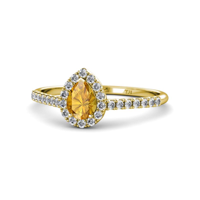 Arella Desire Citrine and Diamond Halo Engagement Ring 